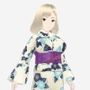金髪の浴衣の和風美女（セリフなし 3DCGモデル イラスト集）